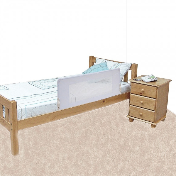 Barrera de cama para niños barandilla abatible HOMCOM 120x38x60cm gris