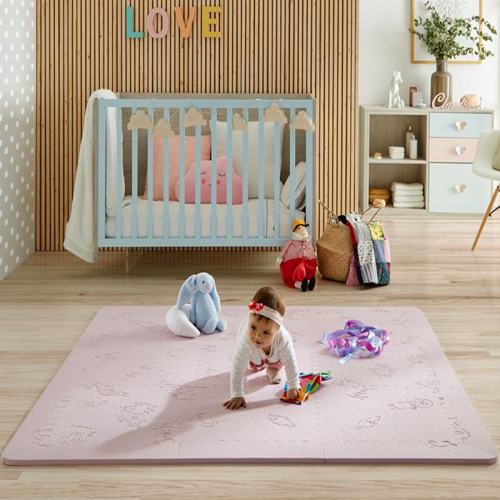 Alfombra Puzzle Bebé Celeste beige Lübabymats