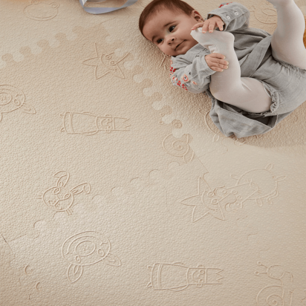 Alfombra puzzle bebé celeste/beige LÜBABYMATS