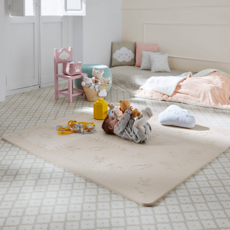 Alfombra puzzle bebé celeste/beige LÜBABYMATS