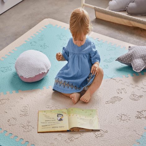 Alfombra puzzle bebé celeste/beige LÜBABYMATS