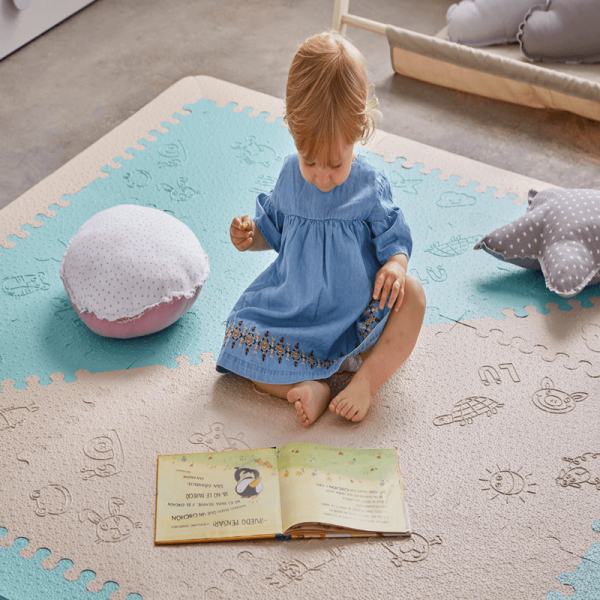 Alfombra Puzzle Lübabymats Mint Beige, Segurbaby